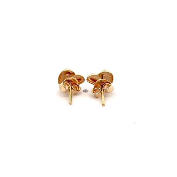 18K Gold Earrings Stud Heart Small Lightweight Two Tone - Picture 2 of 8